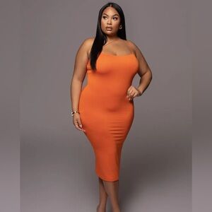 JLUXLabel Tangerine Valencia Diagonal Strap Dress